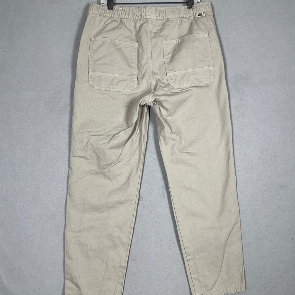 Zara Pants Mens Large DNWR Khaki Beige Casual Chino Straight Leg Elastic Waist - Picture 2 of 11